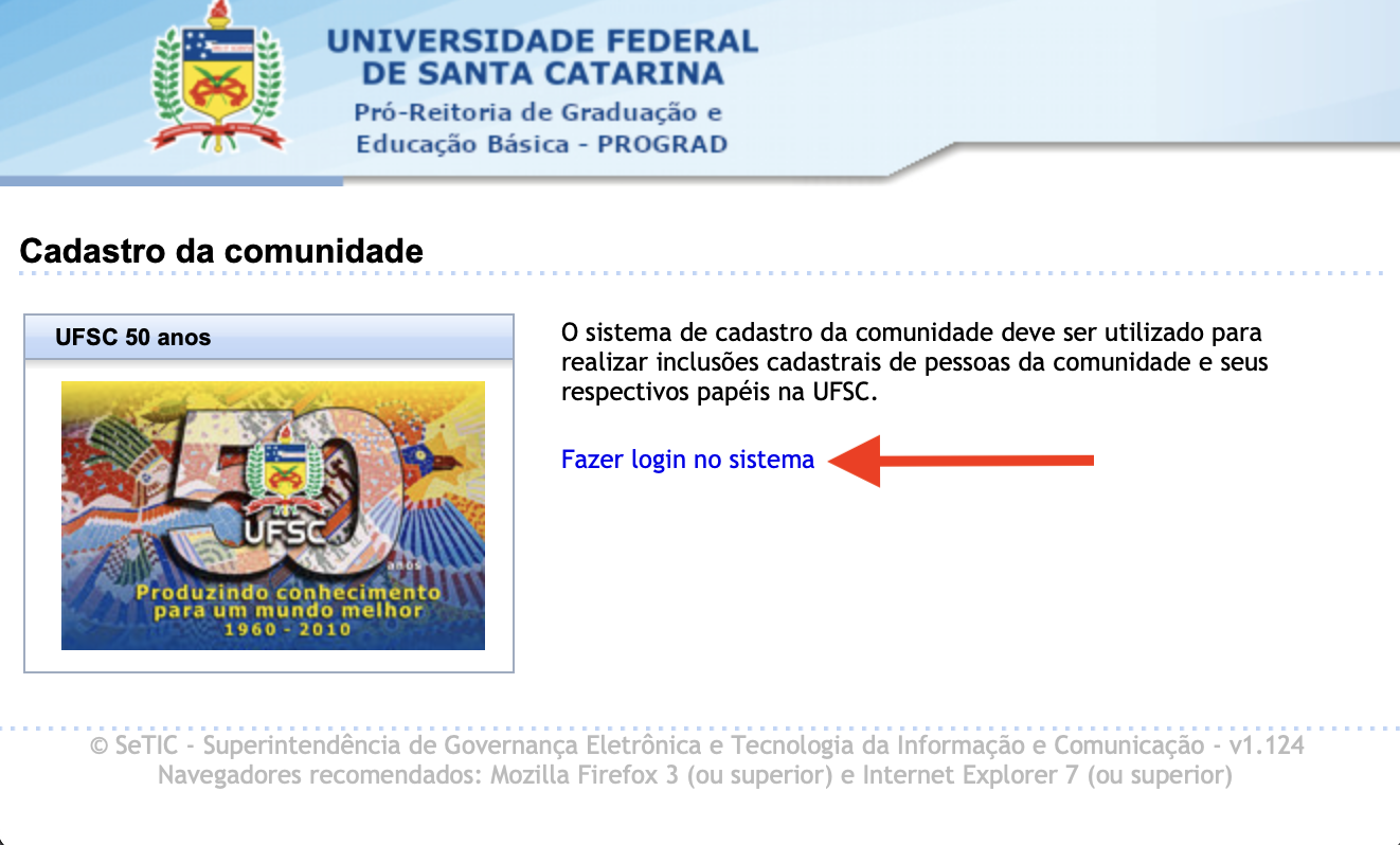 Cadastro Comunidade - login
