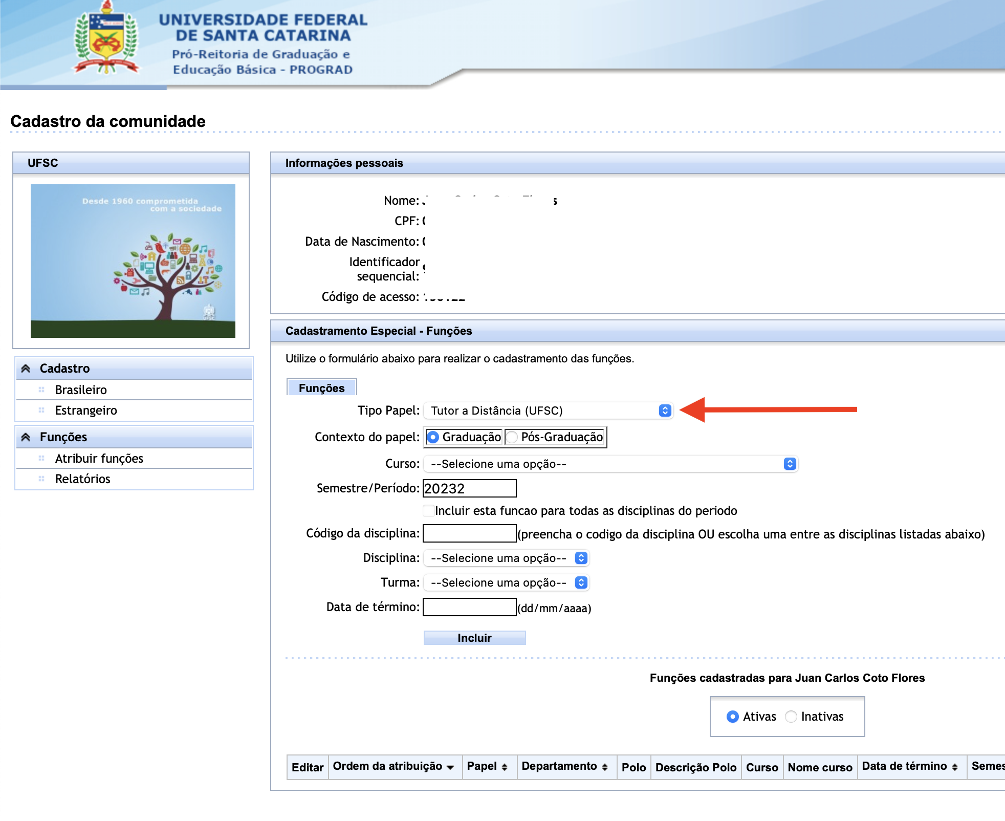 Cadastro Comunidade - Tutor UFSC